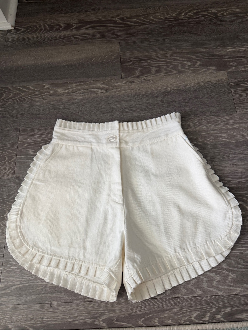 VITA GRACE Emily High Waist Frill Denim Shorts